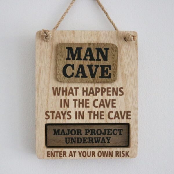 man cave spinning plaque sign 2