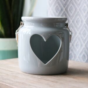 medium grey heart candle holder