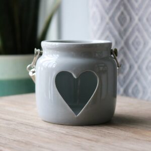 small grey heart candle holder