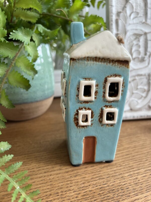 Village Pottery mini tall blue house main pic