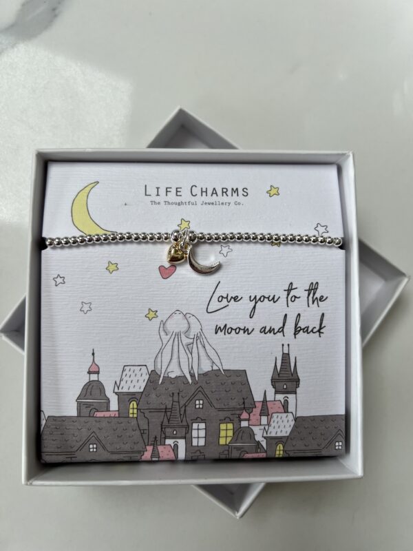 Life charms bracelet moon and back